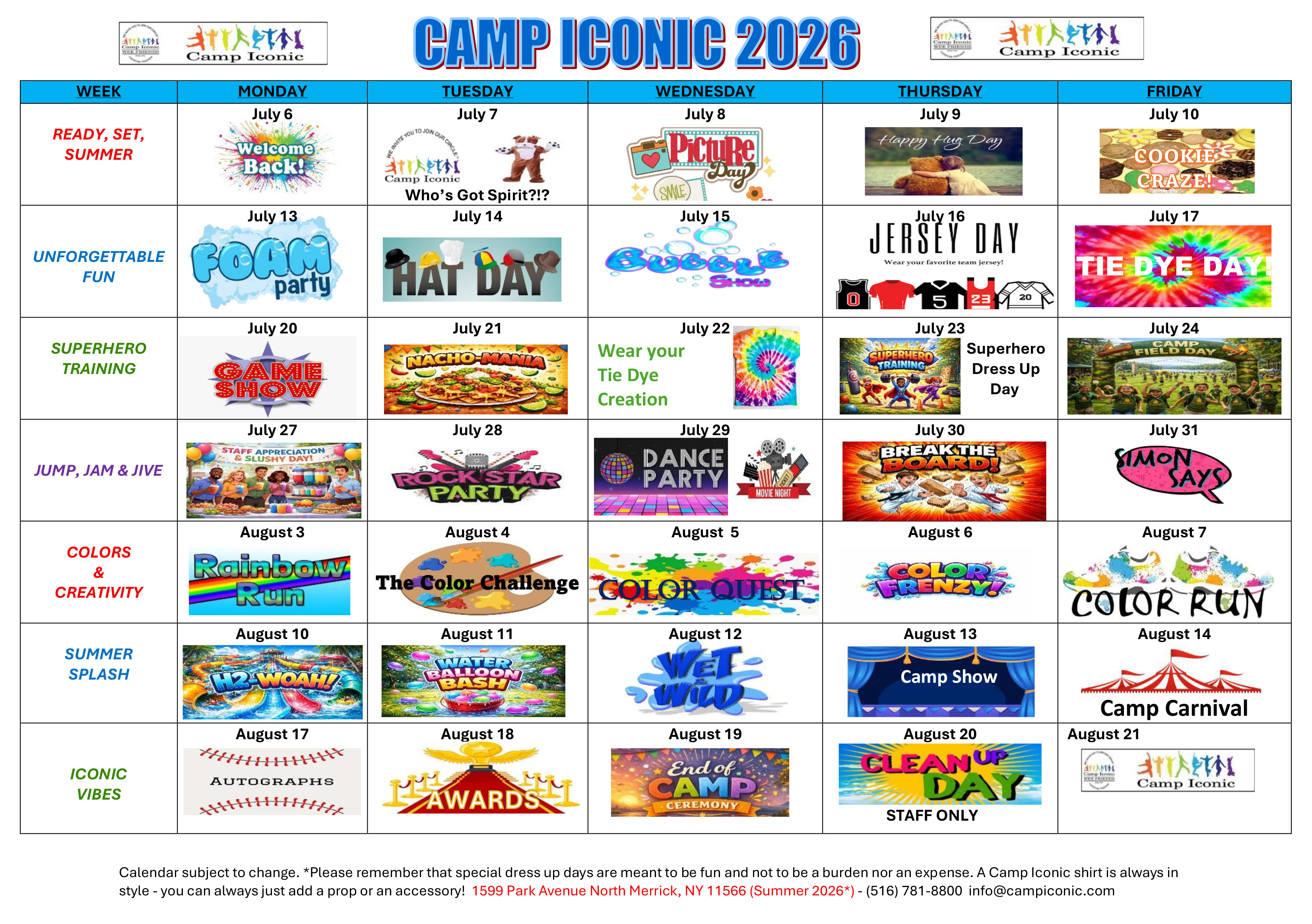2026 Camp Iconic Calendar